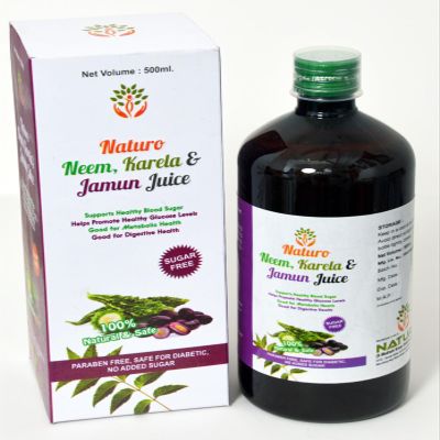 MEDIWIN LABORATORIES Naturo Neem Karela Jamun Juice | Ayurvedic Juice for Blood Sugar Control & Digestion | 100% Herbal Formula | Rich in Antioxidants | Sugar-Free | 500mL | Diabetic Friendly