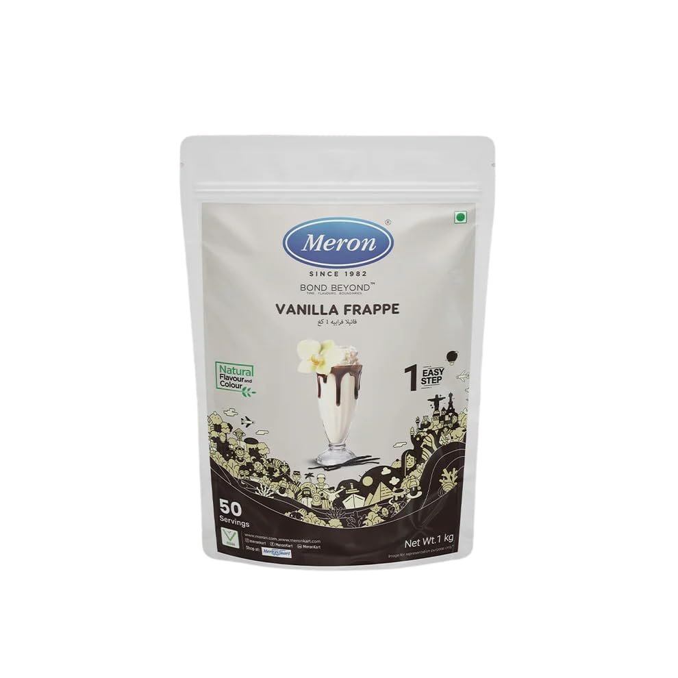 Meron Vanilla Frappe Mix | 1 Kg | Caf-Style Beverage Powder | Creamy & Aromatic Vanilla Flavor | Perfect for Iced Coffee Drinks & Milkshakes