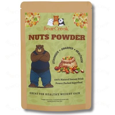 BearCreek Nuts Powder  Almonds, Cashews, Pistachios & Walnuts Instant Nutritional Drink | Enriched with Saffron, Pumpkin Seeds & Whole Grains | No Preservatives | No White Sugar | Health Drink for Kids & Adults (450, Grams)