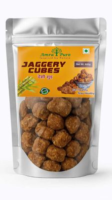 Amra Pure Desi Gud | Natural Organic Jaggery Cubes | Gud| Chemical Free Desi Gud | Premium Unrefined Healthy Sweetener for Tea Coffee (900g)
