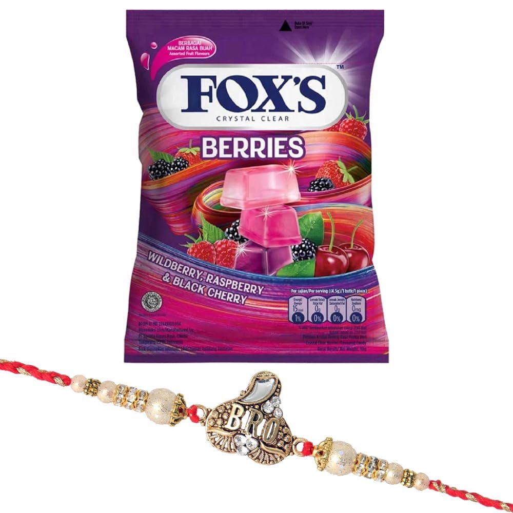 Fox's Crystal Clear Berries Candy Pouch | Beautiful Diamond Bro Rakhi for Your Lovely Brother | 92