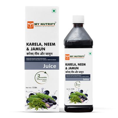 My Nutrify Herbal & Ayurveda's Karela, Neem & Jamun Juice- 1L | Supports Blood Sugar, Digestion & Detox | Pure Herbal Health Tonic | 1L