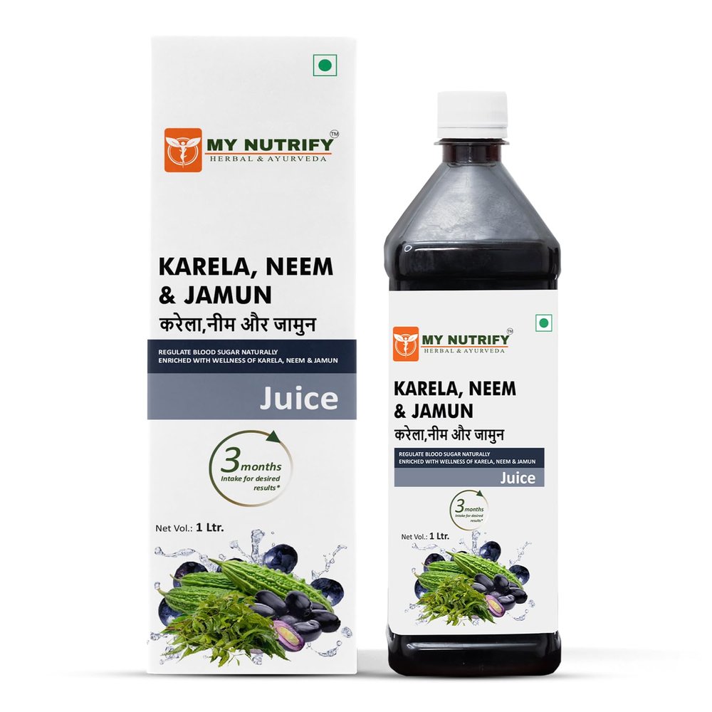 My Nutrify Herbal & Ayurveda's Karela, Neem & Jamun Juice- 1L | Supports Blood Sugar, Digestion & Detox | Pure Herbal Health Tonic | 1L