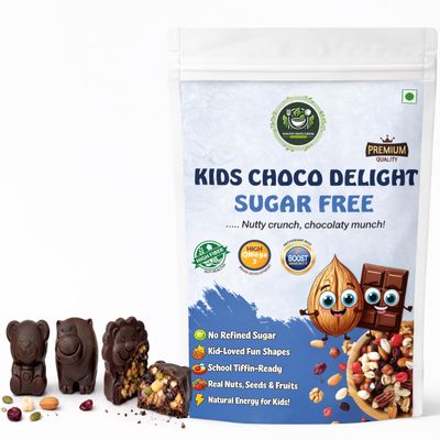 HealthyCrave Cuisine Kids Choco Delight  Sugar-Free Dry Fruit Chocolate Bites | High Fibre Omega Snack for School Tiffin | Gluten-Free Healthy Treat for Children | 200 g
