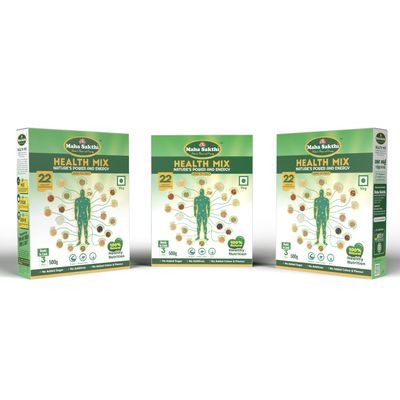 Maha Sakthi Health Mix Powder for Kids Adults 500g| Sugar Free Protein & Fiber Multigrain Nutrition Drinks| All Natural Millet-Based Growth & Boost Immunity Milk Drink, No Preservatives (Pack of 3)