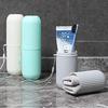 BLUEJELI Capsule Shape Travel Toothbrush Case Holder Portable Toothbrush Storage Plastic Toothbrush Storage Holder (Pink-Blue, Pack of 2) view 2