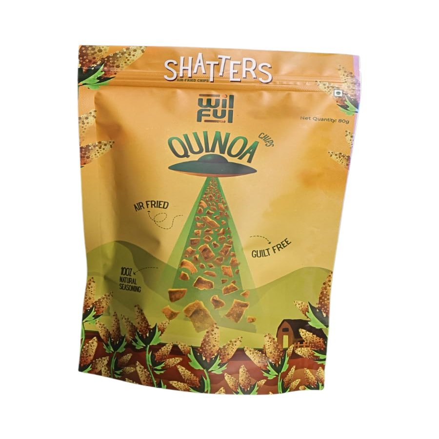 Wilful shatters Air-fried Quinoa chips 80g | 16g Protein | low calorie | 75% real Quinoa | Healthy and Guilt free snack | No additives and no preservatives | Natural Indian masalas as seasoning