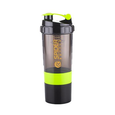 ATTRO Plastic Spider Shaker Bottle with Storage 300ml Protein Mixer Bottle with Compartment for Supplements, BPA-Free, Leakproof Gym Shaker Cup, Ideal for Workout, Gym, Travel Green