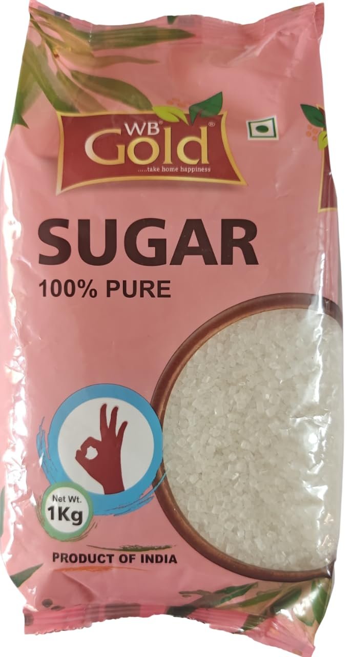 WB Gold Sugar (Chini) 1Kg | 100% White Bold size Sugar Organically Processed from Quality Sugarcanes.