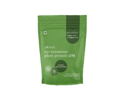 Cosmix No-Nonsense Plant Protein LITE For Beginners | 18g Protein/Serve, 450g Pouch | Unflavoured | Plant Based Protein, Pea & Rice Isolate | Clean, Easy to Digest | All Essential Amino Acids