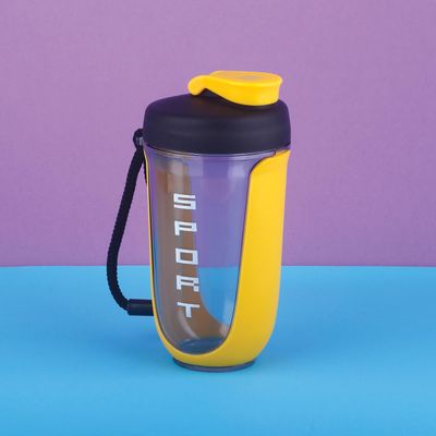 ATTRO Fit Fusion Shaker Bottle 600ml  BPA-Free Protein Mixer with Wire Whisk Ball, Leakproof Lid, Easy Carry Strap, Ideal for Gym, Fitness, Pre/Post Workout Drinks- Yellow