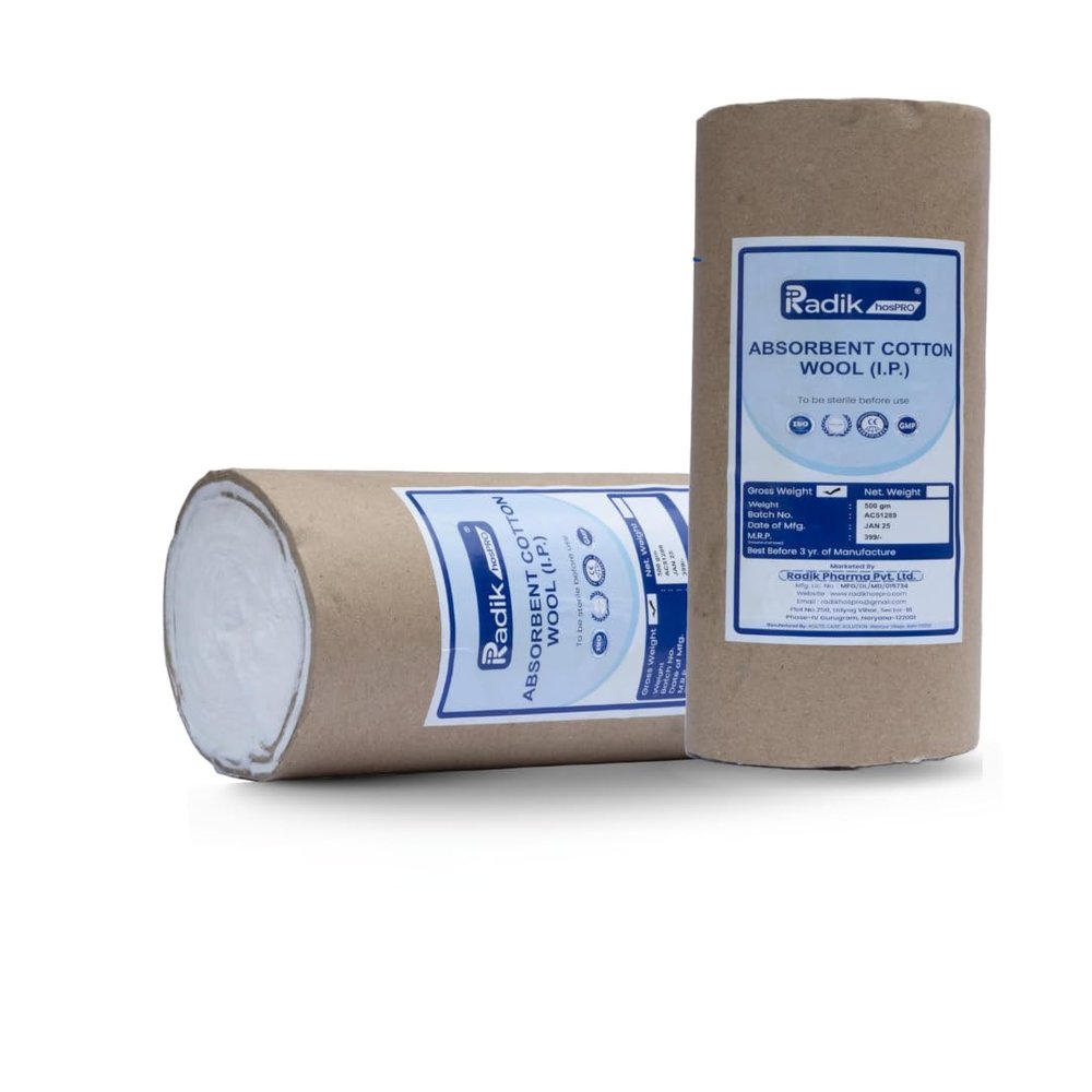 Absorbent Cotton Wool (I.P.), Medical Grade, Roll Pack