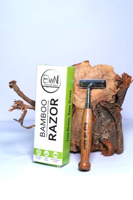 Brush With Nature Bamboo Razor for Men and Women Wooden Handle Shaving Razor Classic Reusable Razor Made in India