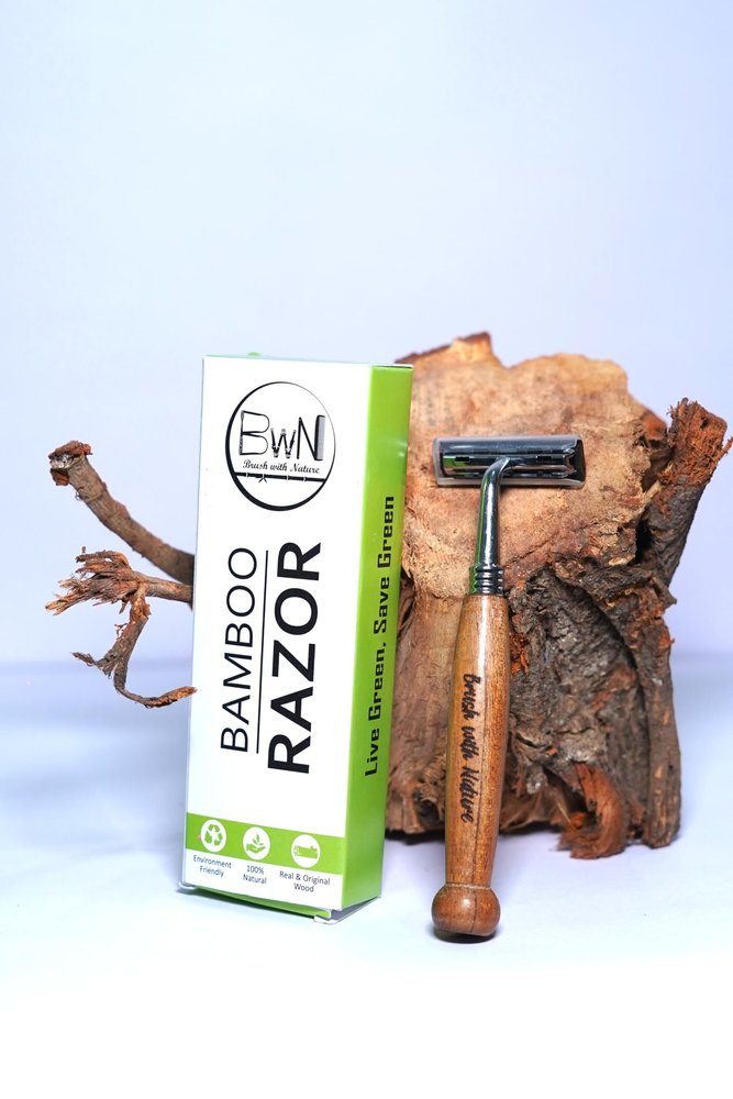 Brush With Nature Bamboo Razor for Men and Women  Wooden Handle Shaving Razor  Classic Reusable Razor  Made in India