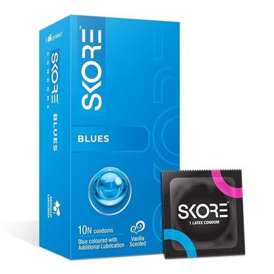 Blues Coloured Monthly Pack Condoms with Extra Lubrication 30s (3x10) A Game Changing Hardness Gel For Men (Hard Rock Gel Sachet Free) Worth 25rs Free inside
