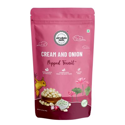 Absolute Nuts - Roasted & Flavoured Makhana | Cream & Onion Makhana | 60g | Foxnuts | Gluten-Free | Healthy Snack| Puffed Snack | Roasted in Olive Oil | Cholesterol Free | Rich in Protein & Fiber