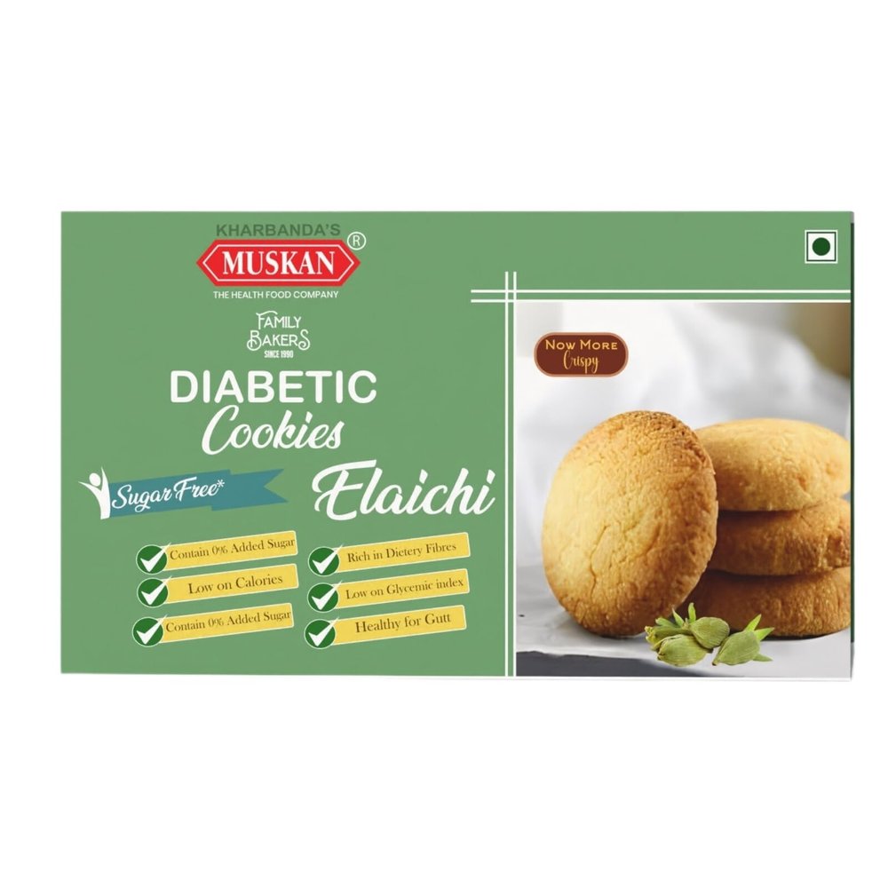 MUSKAN Elaichi Cookies Sugar-Free Cardamom Biscuits | Diabetic-Friendly & Aromatic | 200gm