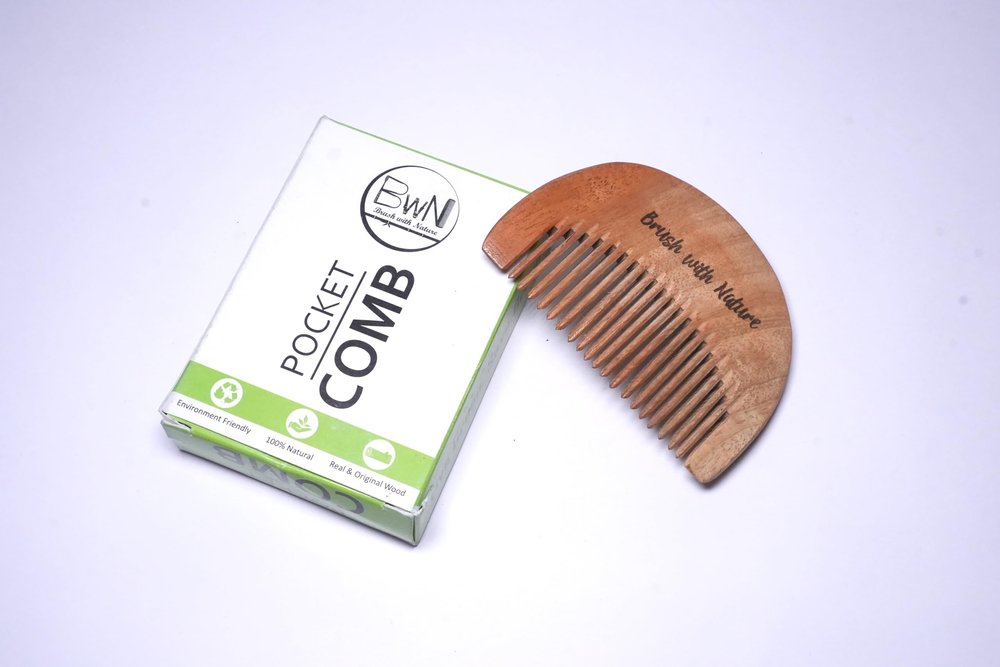 Brush With Nature 100% Natural Neem Wooden Beard Comb for Everyday Grooming & Styling  Compact and Travel-Friendly