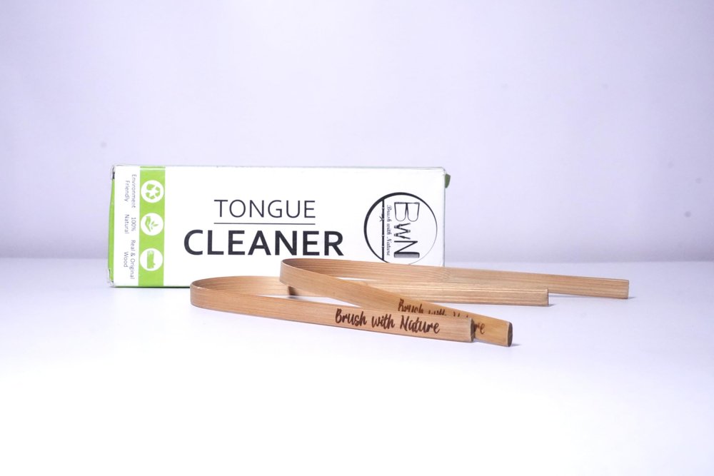 Brush With Nature Bamboo Tongue Cleaner Eco-Friendly Oral Care Tool with Ergonomic Grip Pack of 2