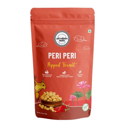 Absolute Nuts - Roasted & Flavoured Makhana | Peri Peri Makhana | 60g | Foxnuts | Vegan | Healthy Snack | Puffed Snack | Roasted in Olive Oil | Cholesterol Free | Rich in Protein & Fiber