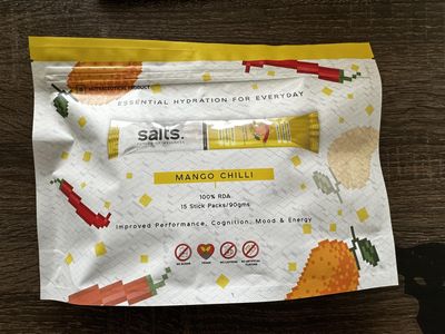 Salts Mango Chilli Electrolyte Drink Mix | Rapid Rehydration | 15 Sachet Pack = 7.5 Litres | Keto & Vegan Friendly | No Preservatives | Sodium, Potassium, Magnesium | Zero Sugar Hydration Powder |