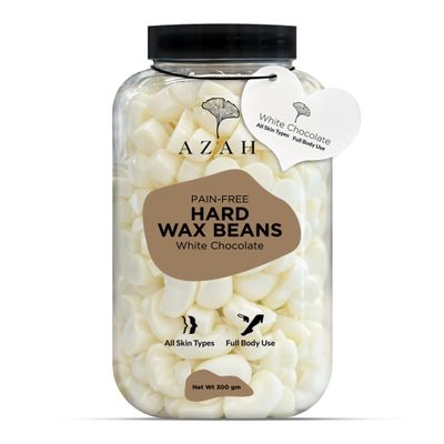 Azah Heart-Shaped Hard Wax Beans for Women - White Chocolate | Stripless Wax for Arms, Underarms & Legs | Full Body Hair Removal | Fast-Melting & Mess-Free | For All Skin Types | 300 gm