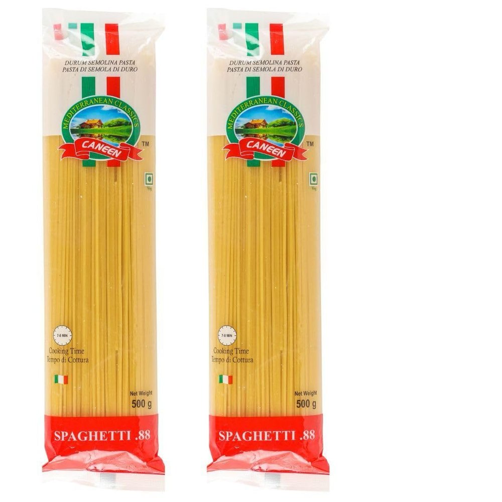 CANEEN Spaghetti Pasta| Durum Wheat | Ideal for Classic Pasta Dishes (Pack of 2, 500g)