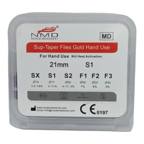 NMD Nexus Medodent Dental Hand Protapered Golden Files (21mm, S1-purple) (Pack Of 6 Pcs)