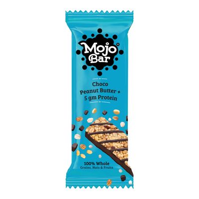 Mojo Bar Energy Bars Choco Peant Butter + 5gm Protein | 100% Whole Grains, Nut & Fruit | High Energy & Granola Bars | 5g Protein Snack | Pack of 6 x 32g Energy Bars | Gluten Free & No Preservatives