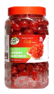 Natural Hub Homemade Delicious and Organic Sweet Cherry Karonda Murabba| Fresh Glazed Candied Cherry Fruit (900 Gram Each_Pack of 2)