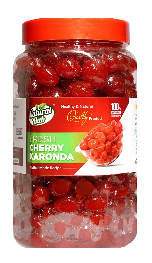 Natural Hub Homemade Delicious and Organic Sweet Cherry Karonda Murabba| Fresh Glazed Candied Cherry Fruit (900 Gram Each_Pack of 2)