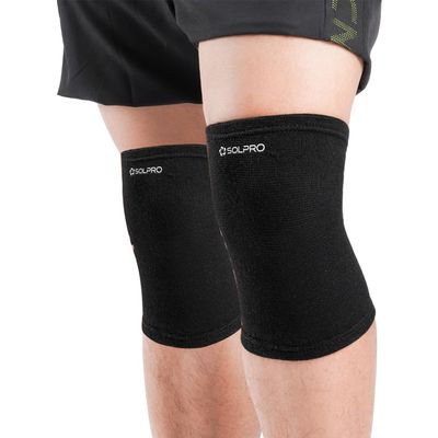 SOLPRO Polyester Knexa Knee Guard for Men & Women | Joint Stabiliser for All Sports, Gym & Rehab Workouts | Joint Pain Relief for Active Lifestyle Injury Recovery & Arthritis (Black)