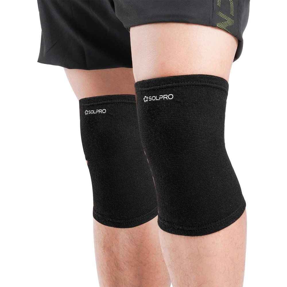 SOLPRO Polyester Knexa Knee Guard for Men & Women | Joint Stabiliser for All Sports, Gym & Rehab Workouts | Joint Pain Relief for Active Lifestyle Injury Recovery & Arthritis (Black)