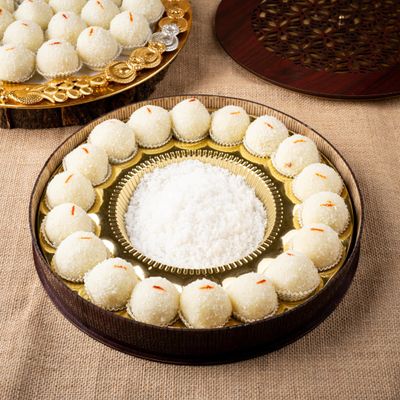 Coconut Laddu 500g | Healthy Nariyal Ladoo | Indian Sweets with Milk & Gulkand | Sweetened with Mishri | No Refined Sugar | Guilt-Free Mithai Box | Traditional Dessert Best for Everyone | MAP Packed