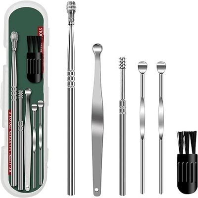 13 SOEME Reusable Ear Wax Cleaner Kit 6-Piece Ear Cleaning Tool Set with Storage Box, Ear Curette, and Spring Ear Buds Cleaner for Safe & Effective Ear Wax Removal