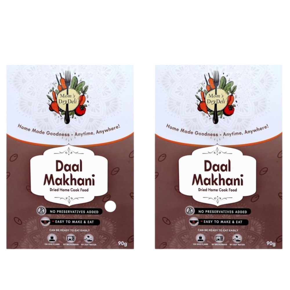 Moms DryDeli Ready to Eat Daal Makhani - 90g | Healthy Indian Meals | No Preservatives | Traditional Home-Cooked Taste | Travel-Friendly Food (Pack of 2)