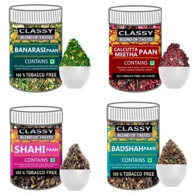 CLASSY BLEND OF TASTES BANARASI+CALCUTTA-MEETHA+BADSHAH+SHAHI PAAN'S | COMBO PACK OF 4 (300gms each) PAAN'S(1200gms) | MUKHWAS PAAN MASALA'S