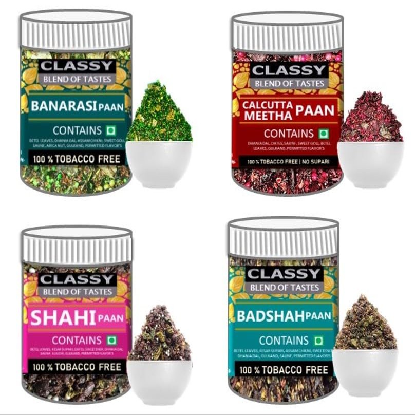 CLASSY BLEND OF TASTES BANARASI+CALCUTTA-MEETHA+BADSHAH+SHAHI PAAN'S | COMBO PACK OF 4 (300gms each) PAAN'S(1200gms) | MUKHWAS PAAN MASALA'S