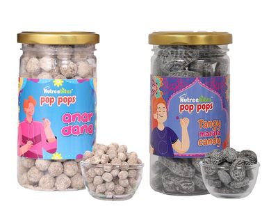 Nutreebites Anardana Goli (260g) & Tangy Masala Candy (260g) Combo | Traditional Indian Sweet & Spicy Treats | Khatta Meetha & Chatpata Flavors | No Preservatives