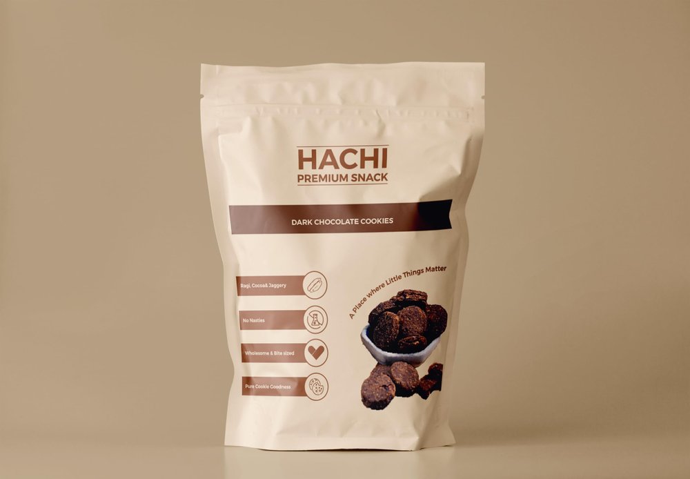 HACHI Dark Chocolate Cookies | Made with Ragi, Cocoa & Jaggery | Tasty & Nutritious Cookies | Wholesome & Crunchy Cookies (150 GM)