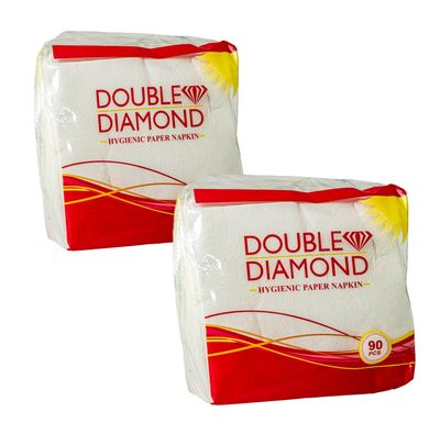 DOUBLE DIAMOND Paper Napkins | 28x28 cm | Large Size | 50 PCS | 1 Ply Soft | Absorbent Tissue | Disposable Hygienic Napkin for Kitchen, Table, Party, Restaurant & Catering Use | Pack of 2