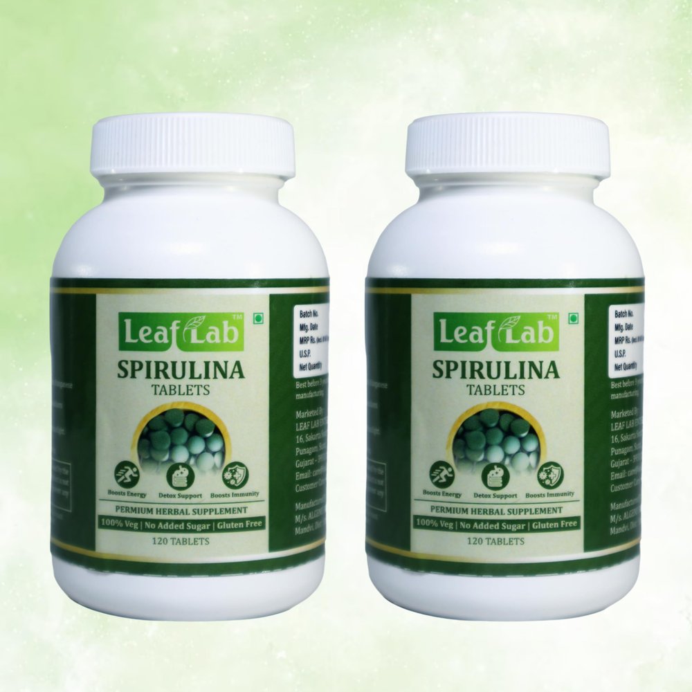 LEAF LAB 100% Organic Tablets 2000 mg Per Serving - Spirulina Powder Organic Tablets | Supports Energy, Immunity & Detox | Certified Spirulina Tablet - 120 Tablets (Pack of 2)
