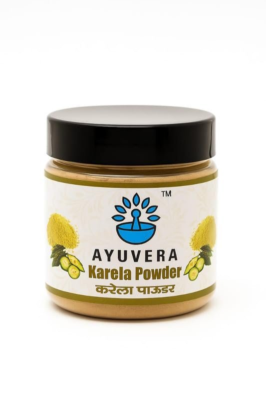 Ayuvera Karela Powder 100g | Plant-Based Bitter Gourd Powder for Mixing with Food Cooking Blends or Use in Beverages and Meals