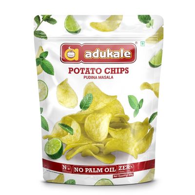 Adukale Potato Chips | Pudina Masala Flavour | Refreshing Minty Spice Blend | No Palm Oil or Preservatives