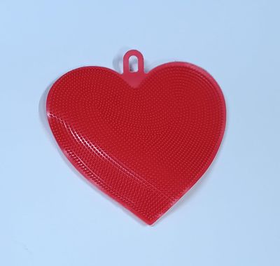 Heart Shape Cleaning Sponges Silicone Scrubber for Kitchen Non Stick Dishwashing & Baby Care Sponge Brush Household Health Tool (2 Pcs)