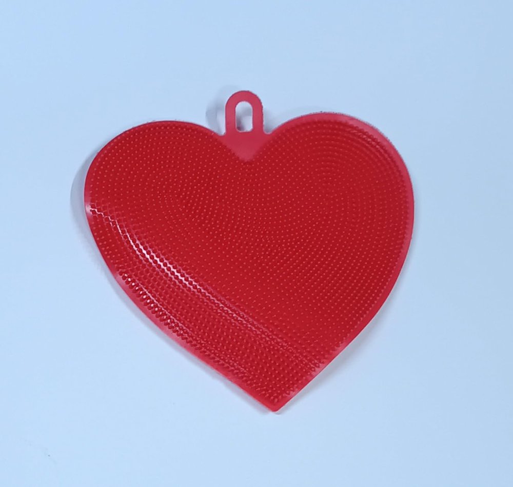 Heart Shape Cleaning Sponges Silicone Scrubber for Kitchen Non Stick Dishwashing & Baby Care Sponge Brush Household Health Tool (2 Pcs)