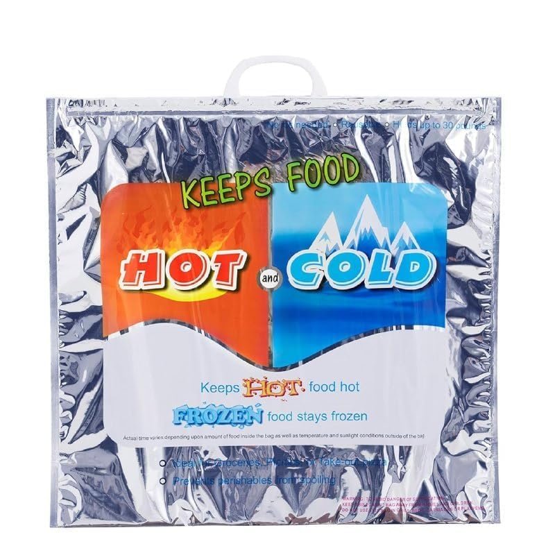 BLINK BASKET Hot and Cold Bag for Food Storage, Reusable Thermal Bag,Aluminium Foil Bags (3 Layer Protection, Size 50 x 52 cm) (Pack Of 2)