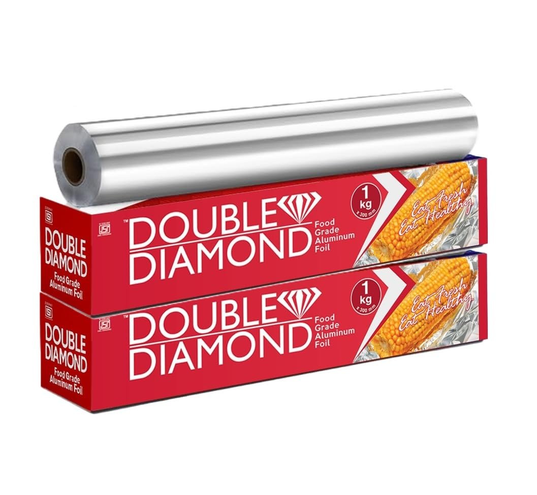 DOUBLE DIAMOND Aluminium Foil Roll for Kitchen, Food Grade, 1 kg (2)