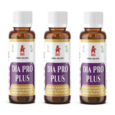AASSI Dia Pro Plus Herbal Capsules 60 Veg Capsules | Supports Sugar Level Stabilization | Regulates Metabolism | Improves Insulin Activity | 100% Natural Herbal Wellness Formula (Pack of 3)