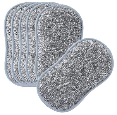 KESHU Enterprise Multi-Purpose Scrub Sponges for Kitchen Double-Sided Non-Scratch Microfiber Reuseable Sponges Along with Heavy Duty Scrubber for Cleaning Dishes and Pots (6)